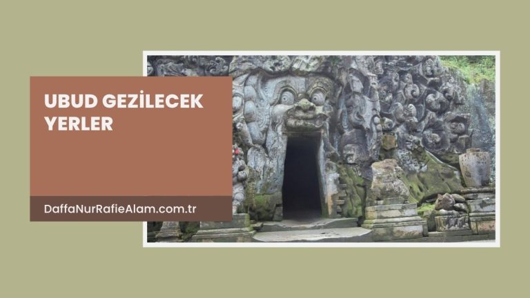 Ubud gezilecek yerler yazılı kapak görseli, Goa Gajah mağara girişindeki taş oymalar